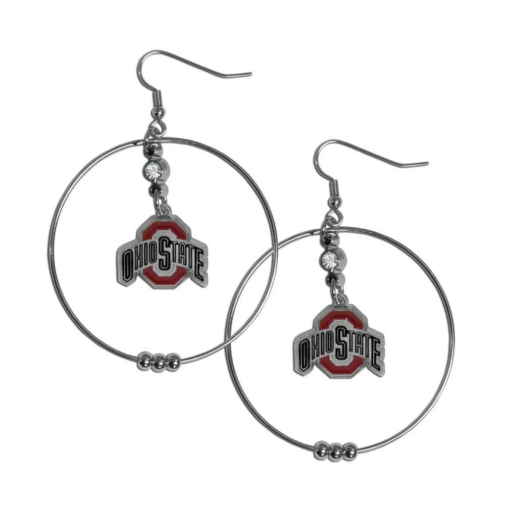 Siskiyou Sports NCAA Hoop Earrings, 2-Inch Ohio State Buckeyes