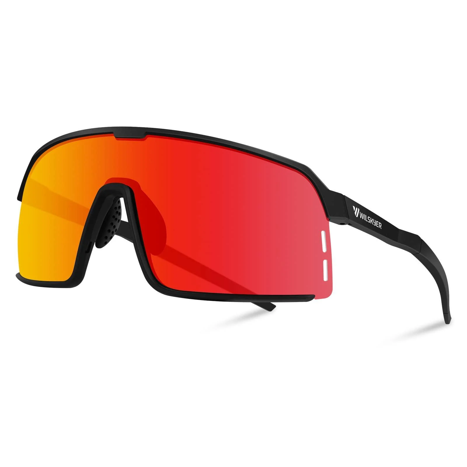 WILSKYER Cycling Glasses Polarized Sport Sunglasses for Men Women Baseball Fishing MTB Black Frame Red Lens