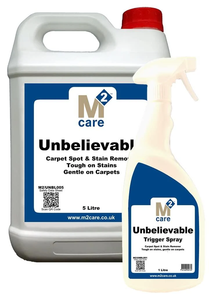 M2 Unbelievable 6 Litres Carpet Stain Remover 1 X 5 Litre + 1 x 1 Litre Trigger Spray - M2 Care