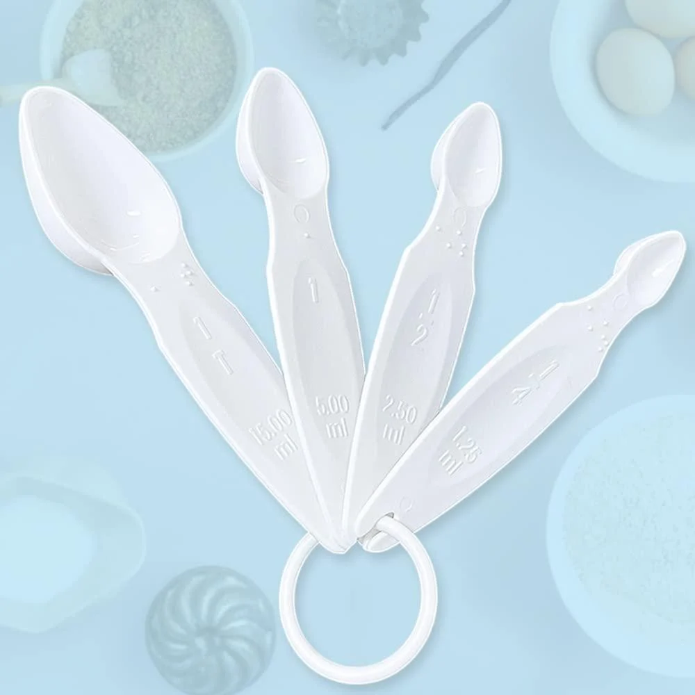 Braille measurement spoon for the blind and visually impaired nesting cup with increased pressure and storage ring baking aids for home kitchen cooking 4 pieces - HXIN