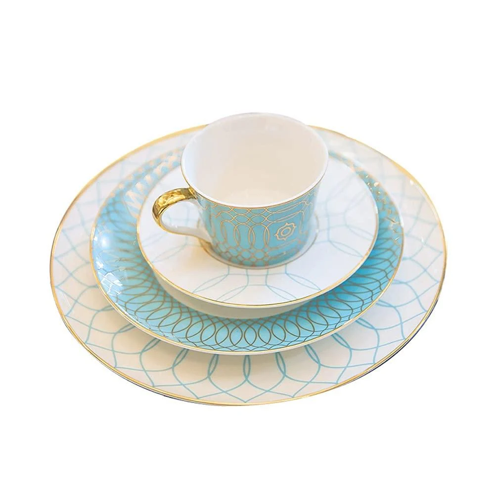 European Ceramic Dinnerb Geometric Figure Dessert Steak Plate Flat Dish Coffee Cup Saucer Set Kitchen Tableware - PWABAF