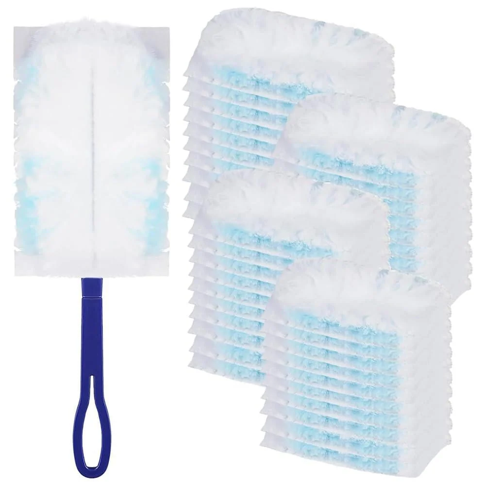 Tvnakdfq 42 Pieces Duster with 1 Handle Dust Magnet Refill Pack Dirt Electrostatic Dust Wiper for Household School Office