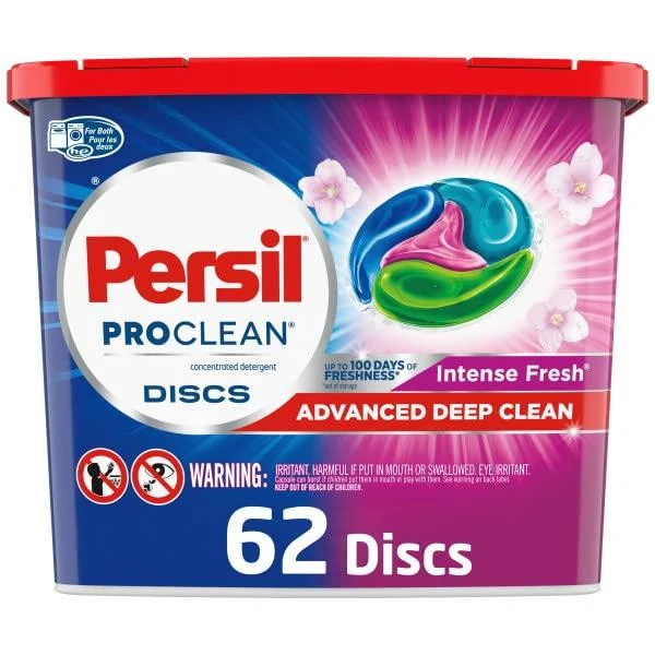 Persil Discs Laundry Detergent Pacs Intense Fresh High Efficiency (HE) Compatible Laundry Soap 62 Count 62 Count (Pack of 1)