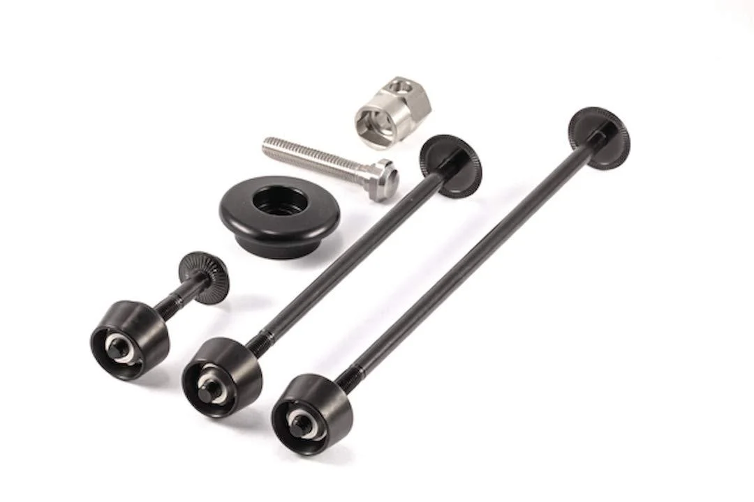 Pitlock Set 02/GA front and rear wheel seat post Ahead system black - Pit Lock