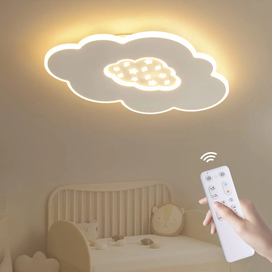 Baerolc LED ceiling light children's room 40cm cloud lamp LED ceiling lamp Dimmable with remote control 3000k-6000K 24W children's lamp ceiling light for children's room |Baby room |Bedroom |Living room 40cm 24W
