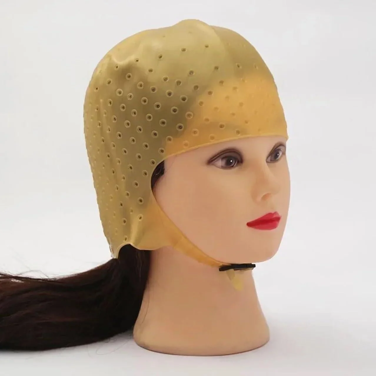ZPFDSG Highlighting Cap Barber Hair Coloring Cap Silicone Highlights Cap With Needle Hair Dye Hat Beauty Salon Hairstyling Tools. (Color : Gold)