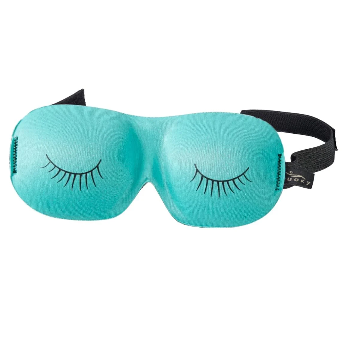 CC Home Furnishings 7.75" Aqua Blue Black Eyelashes Unisex Adjustable Sleep Mask - olues