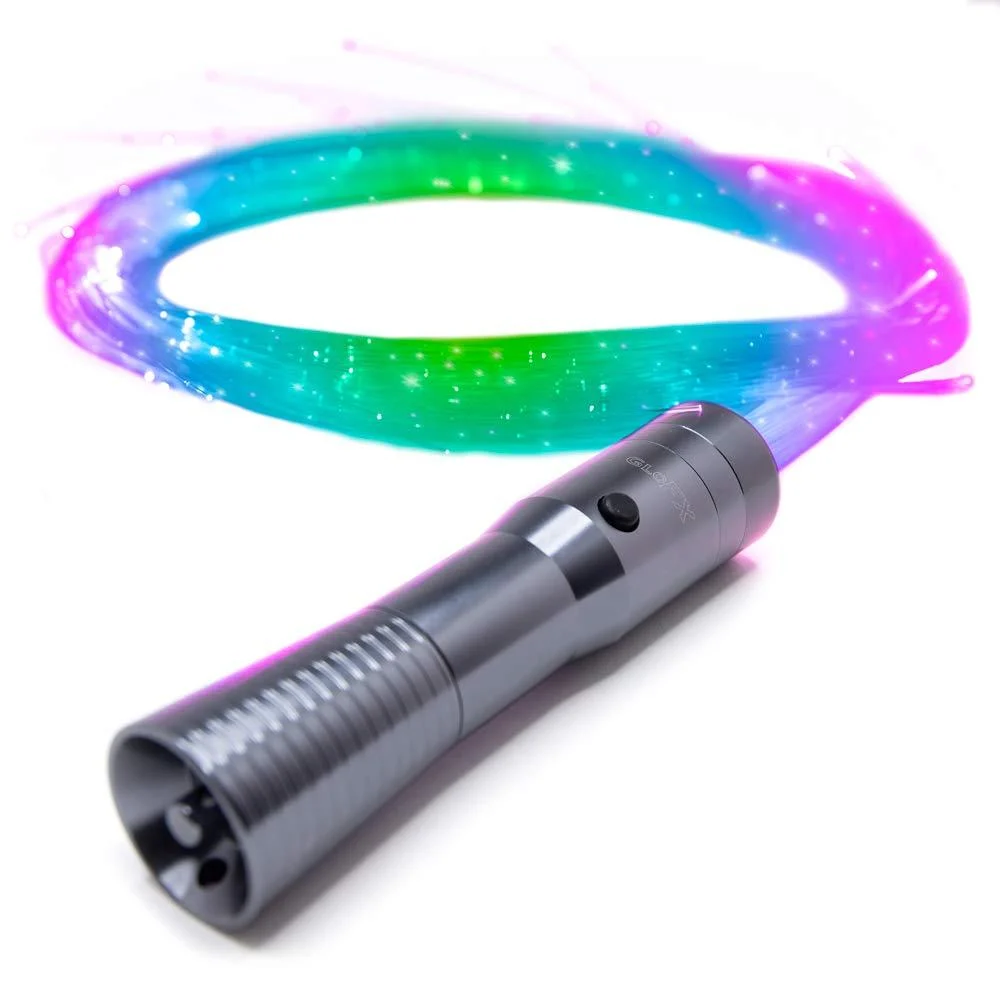 GloFX Sparkle Fiber Space Whip Remix - Programmable LED Fiber Optic Whip, 6 Ft 360 Swivel - Super Bright Light Up Rave Toy EDM Pixel Flow Lace Dance Festival