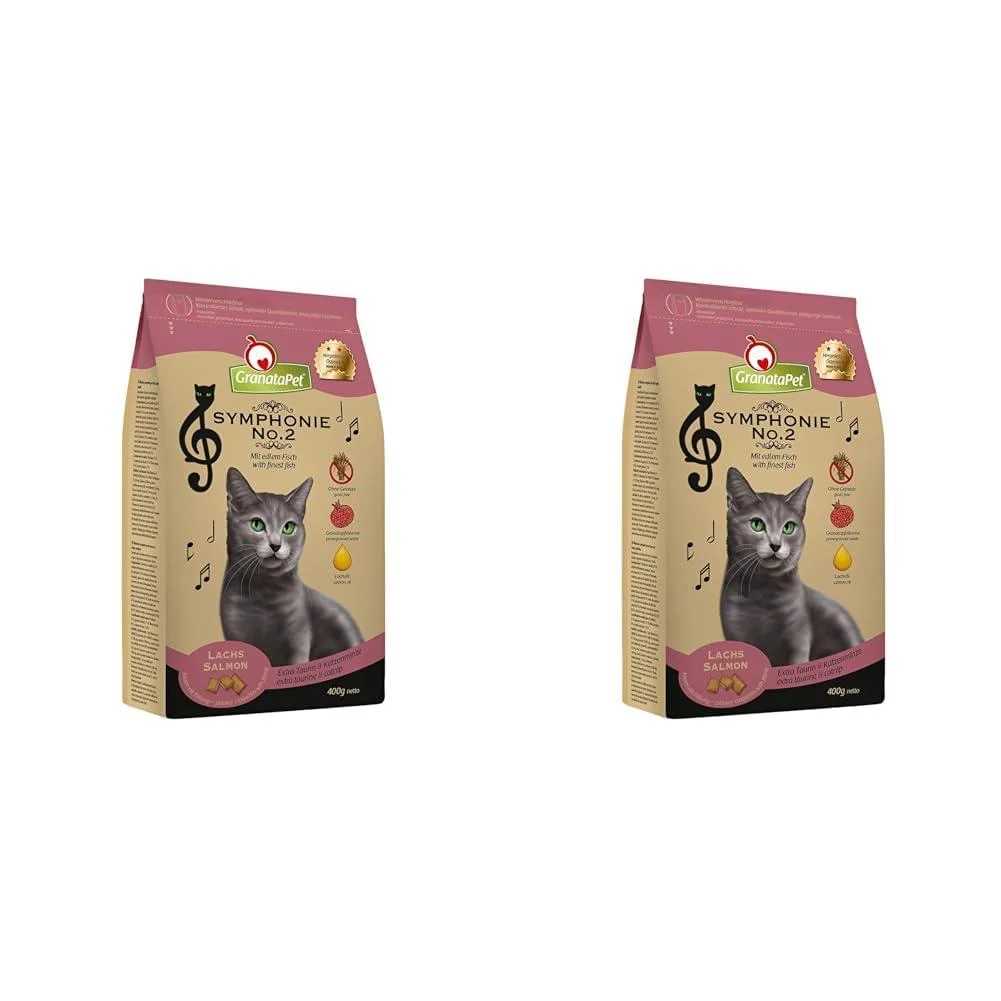 Granapet Symphony No.2 salmon 300 g dry food for cats single feed without grain & sugar additives tasty cat food with noble fish (pack with 2) salmon 300 g (2 pack) - GranataPet