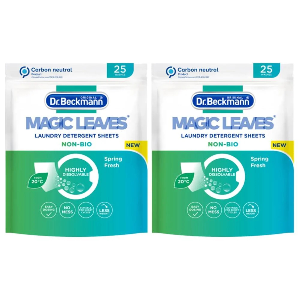 2 x 25Pc Magic NON BIO Leaves Laundry Detergent Washing Machine Hand Wash Sheets Spring Fresh from 20 - Generic