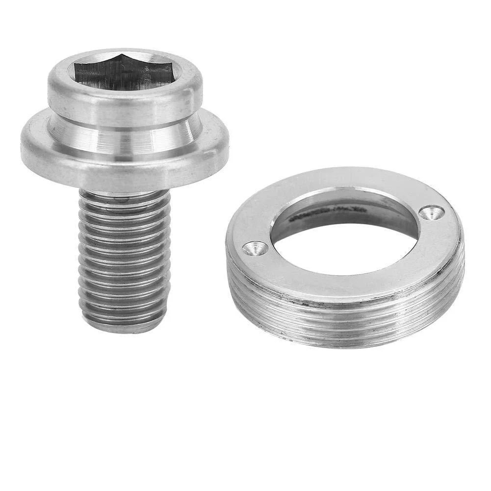 M8*15mm Crank Bolt Bottom Bracket BB Axle Screws Kit with Dust Cap and Nylon Washer for Mountain Road Bike (Titanium) - Serounder