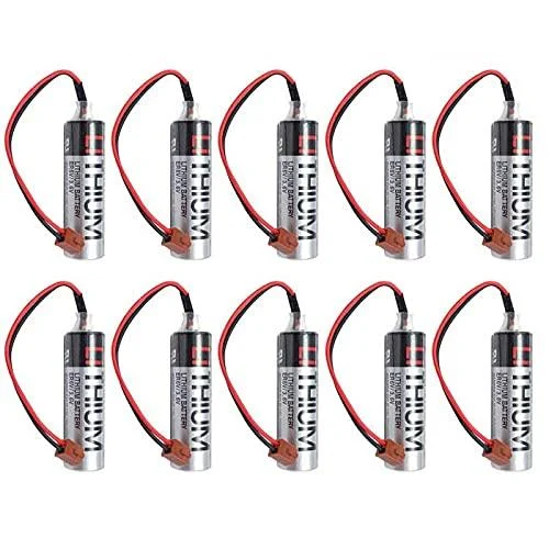 SHENYANG 10Pcs ER6VCT 3.6V 2000mAh PLC Battery with small JAE Plug (Small Brown Plug)