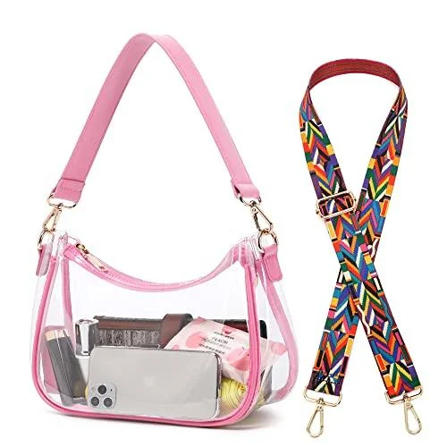 CYHTWSDJ Clear Bag Stadium Approved Clear Purse for Women Stadium Pink