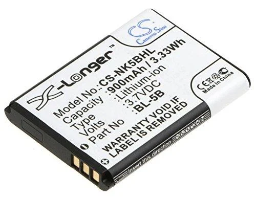 BL-5B Battery 900mAh Replacement for Vodafone Mini D100 Mini D101 (3.7V)