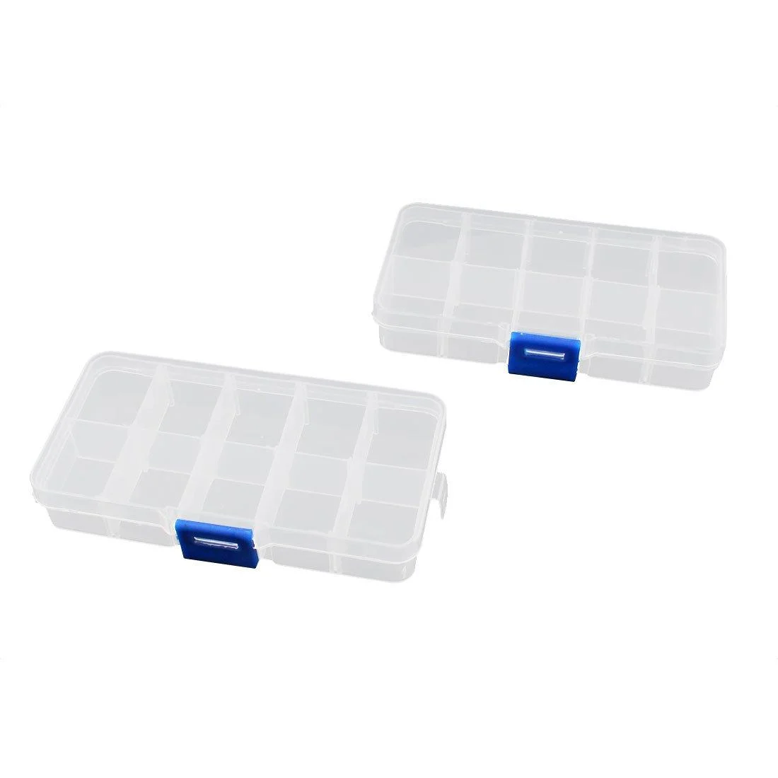 uxcell 2 Pcs Clear Plastic 10 Sections Press Buckle Tablet Box Holder