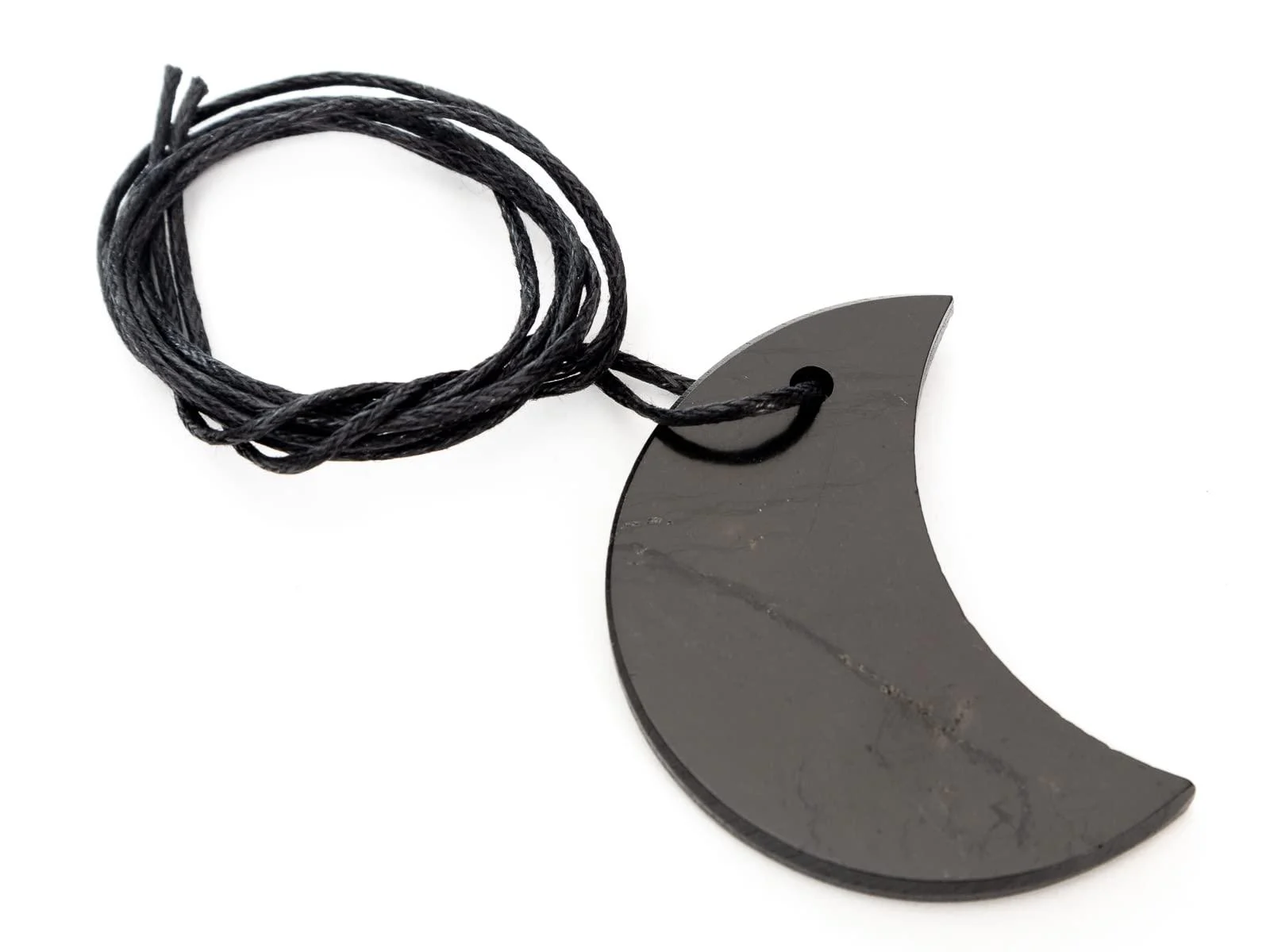 Shungite Pendant Healing Stone for Chakra and Energy Balancing (Half Moon) - RUMINERAL
