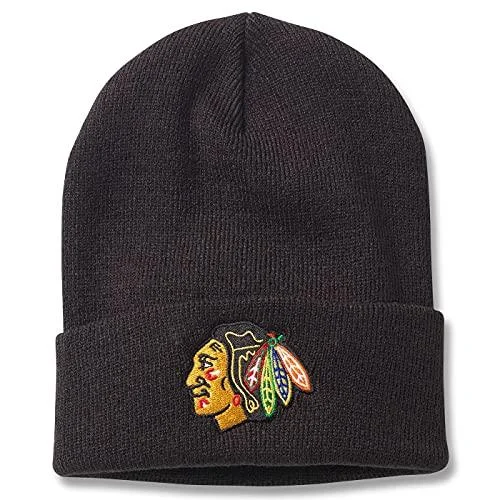 AMERICAN NEEDLE Officially Licensed National Hockey League NHL Team Unisex Beanie Hat, Cuffed Knit Collection Headwear Black One Size