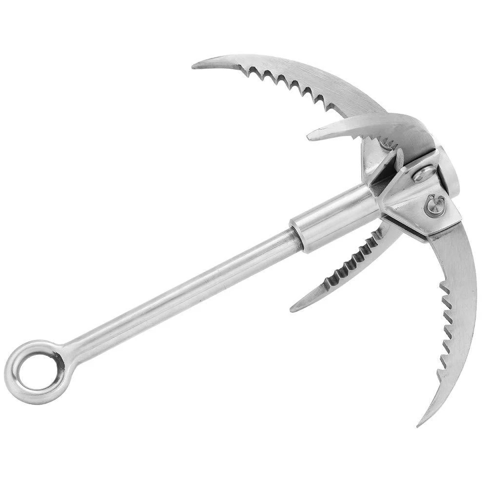 Fsskgx Grappling Hook Stainless Steel Folding Hook for Survival Training Camping Hiking