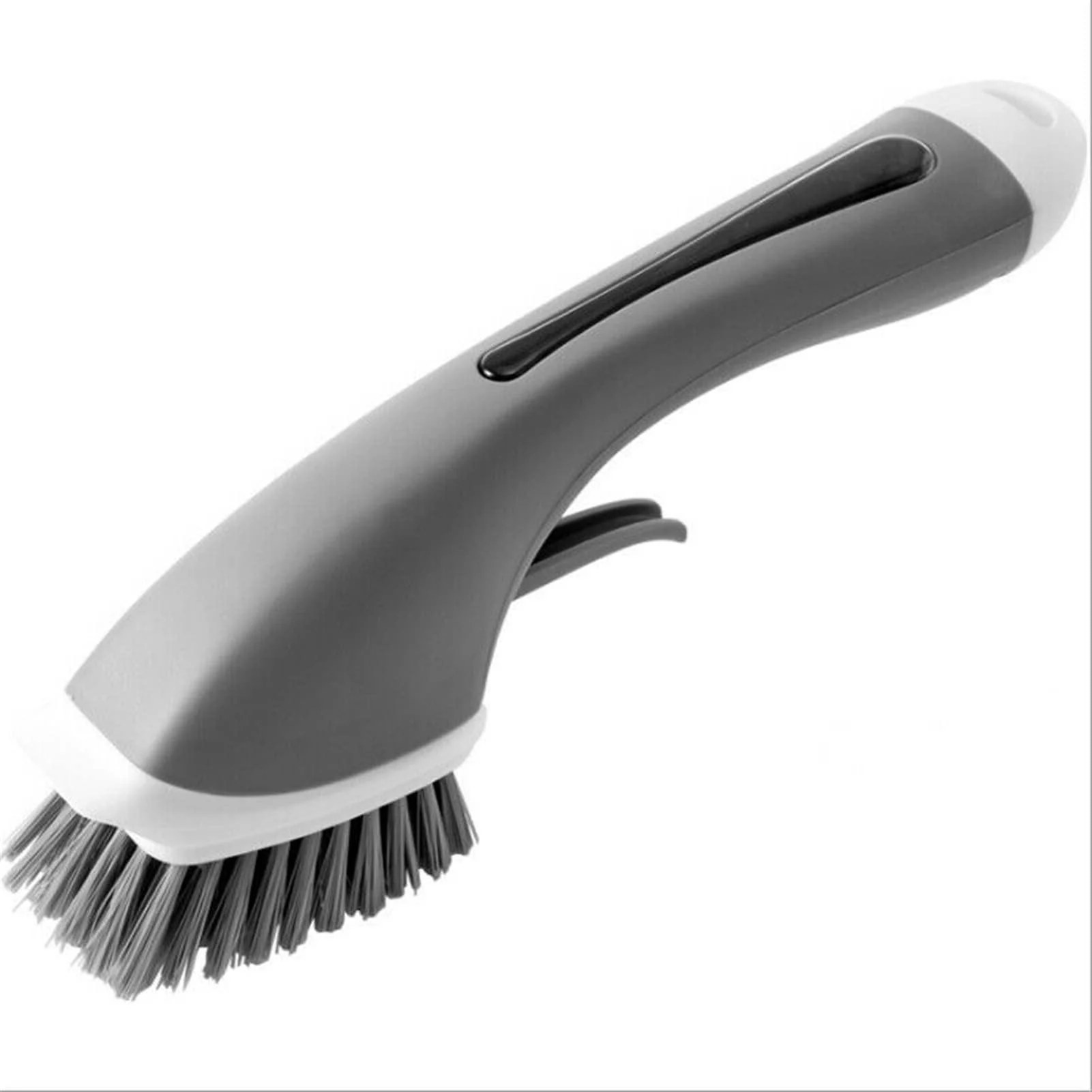 TRUSTTWO Solid Long Handle Automatic Home Kitchen Sink Add Detergent Water Spray Cleaning Brush The New Grey - RGYYGR