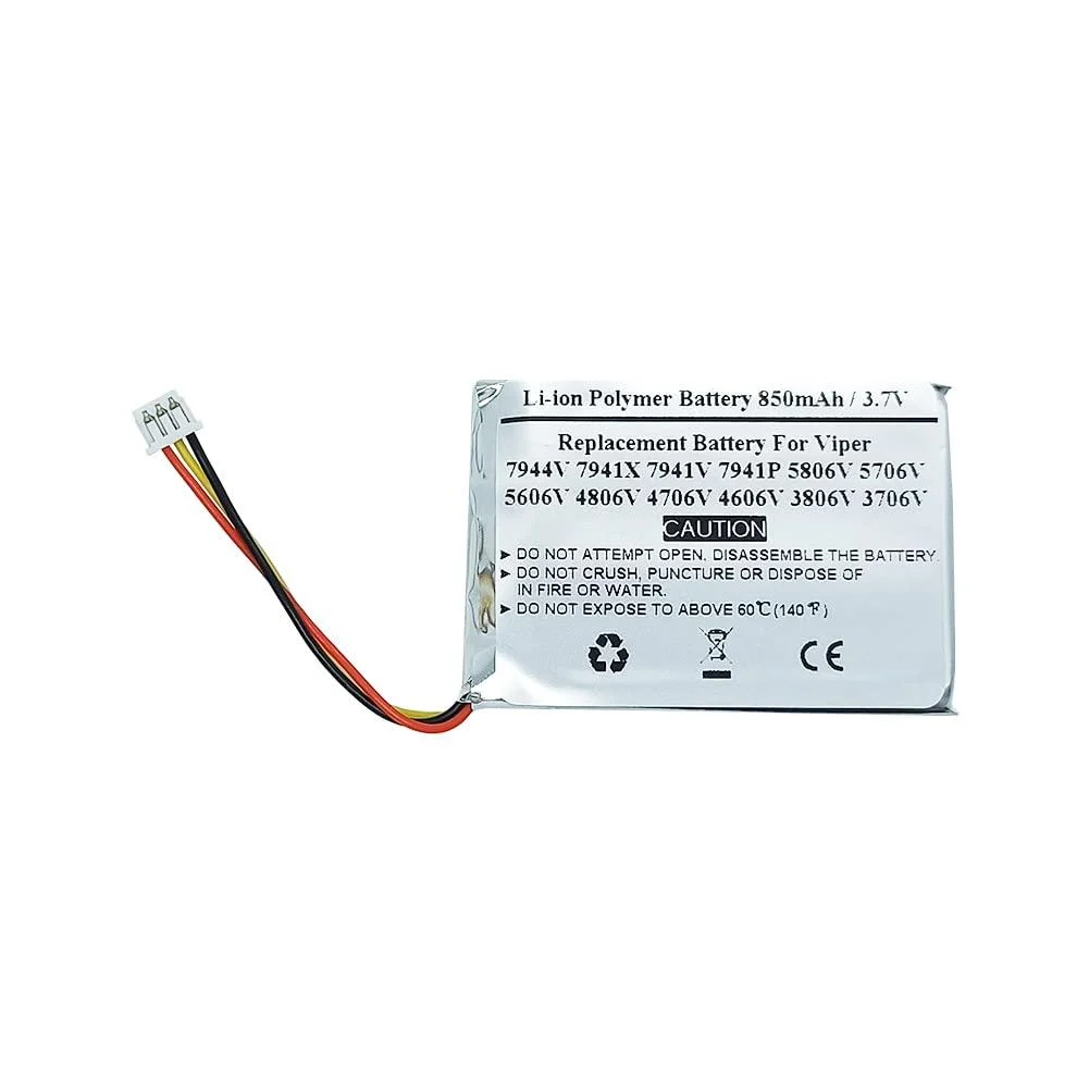 850mAh 3.7V Replacement Battery for Viper 7944V 7941X 7941V 7941P 5806V 5706V 5606V 4806V 4706V 4606V 3806V 3706V Remote Start and Entry Systems JFC503040 (USN-563143PCN)