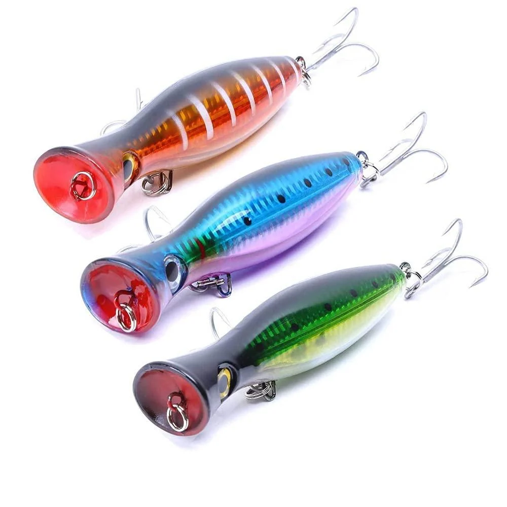 Gudgmtoy floating bait big popper topwater fishing bait salt water fishing artificial hard artificial bait barsch tunsch popper bait for seabass pike perch 13 cm 3PCs