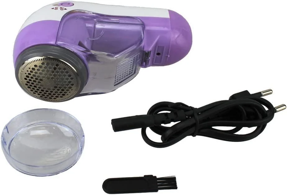 Lint remover with mains operation Lint shaver with collecting container Lint cutter Wool shaver Textile shaver (purple white) - GMMH