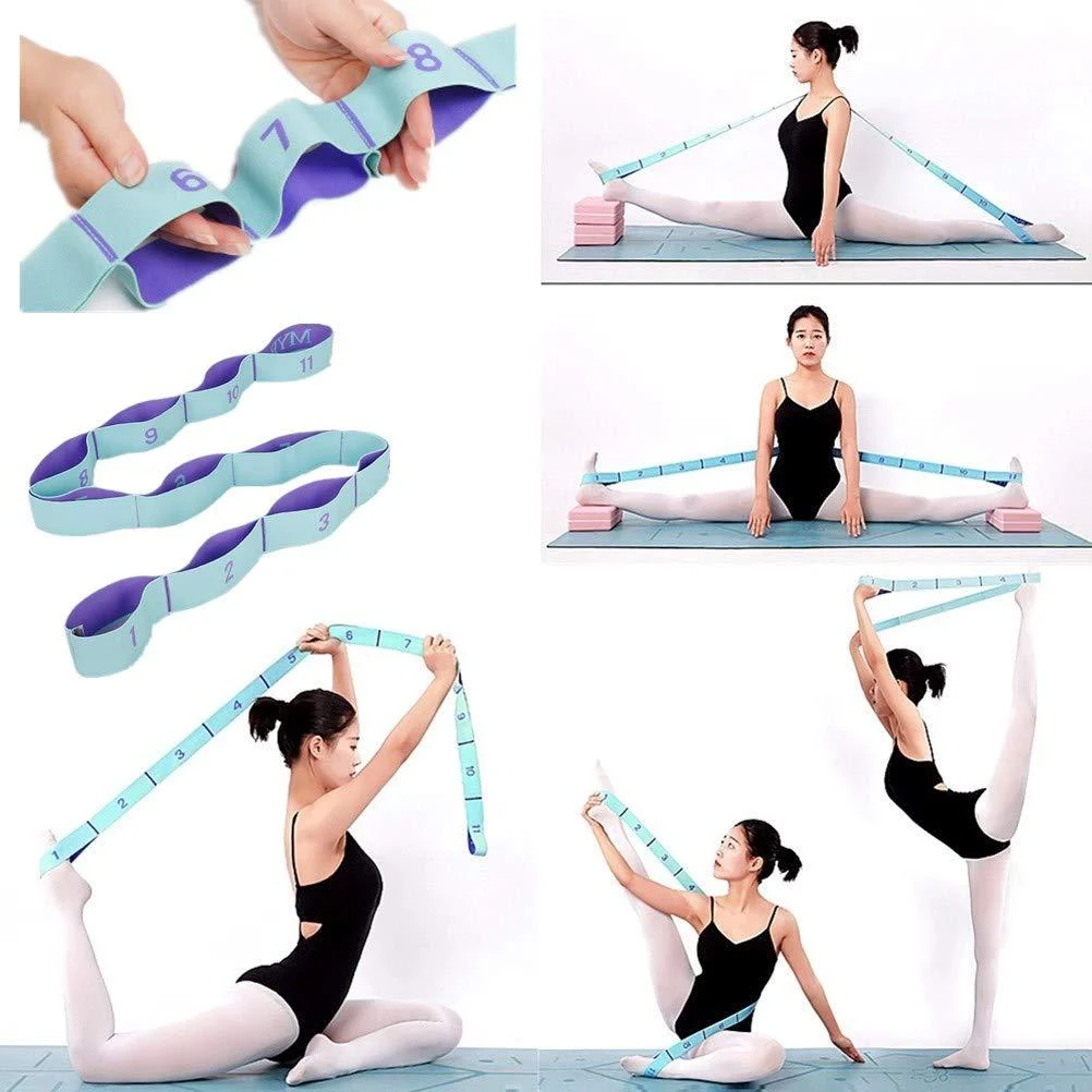 Nitpicker Stretching Straps Hamstring Stretcher Device Elastic Exercise Band Yoga mat Carrying Straps Leg Exercise Equipment Stretching Strap with Loops for Flexibility Yoga Stretch Strap 11 Loops - KINGSWELL