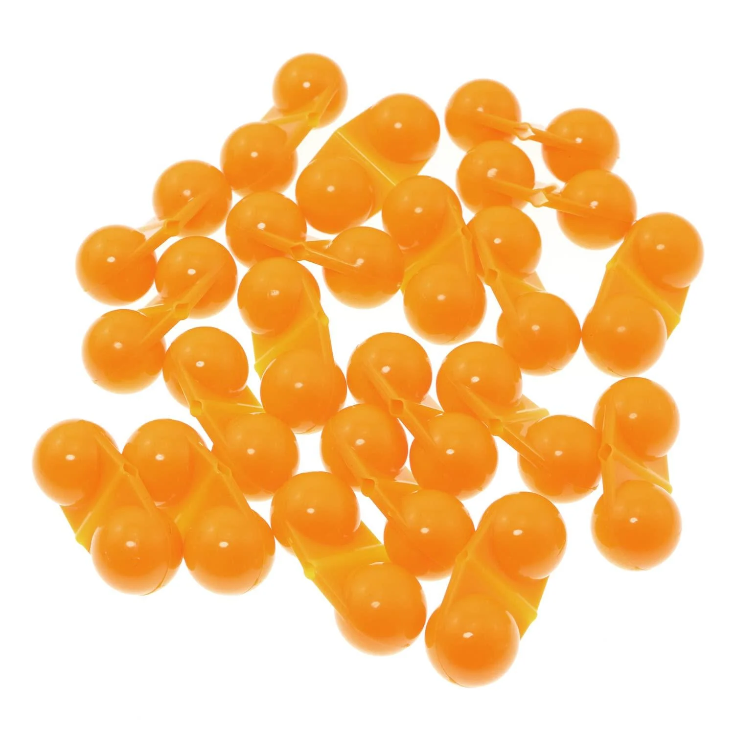ZRM&E 20pcs Plastic Fishing Double Rattle Fish Bite Bait Alarm Sea Fishing Attractor Bell Beads Accessory Orange