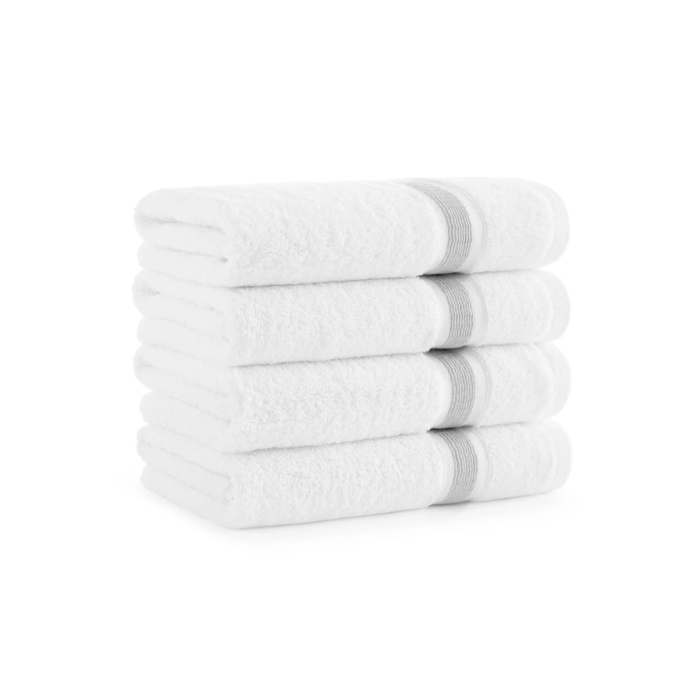 Aston & Arden Aegean Striped Turkish Hand Towels - (Set of 4) Soft & Absorbent Eco-Friendly Recycled Cotton Blend, 600 GSM, Decorative Towel for Bathroom, Home, Hotel, and Salon, Weathered Grey Weathered Grey Hand Towels