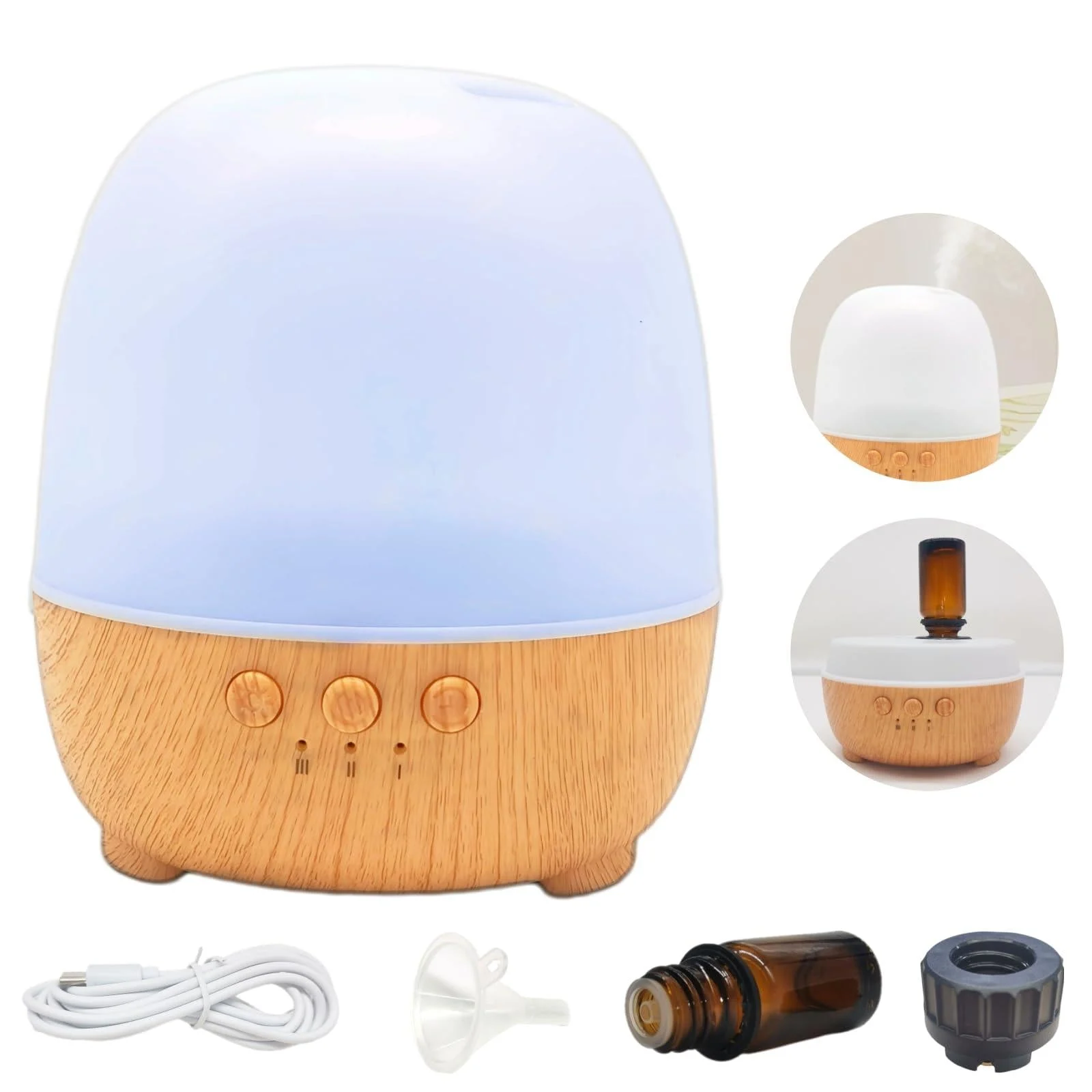 Waterless Essential Oil Diffuser - Aromatherapy Diffuser with Empty Bottle Refill Aroma Oils: 3-Speed Smart Mist Air Diffuser Colorful Light Scent Diffusers for Home Bedroom Bathroom Fragrance