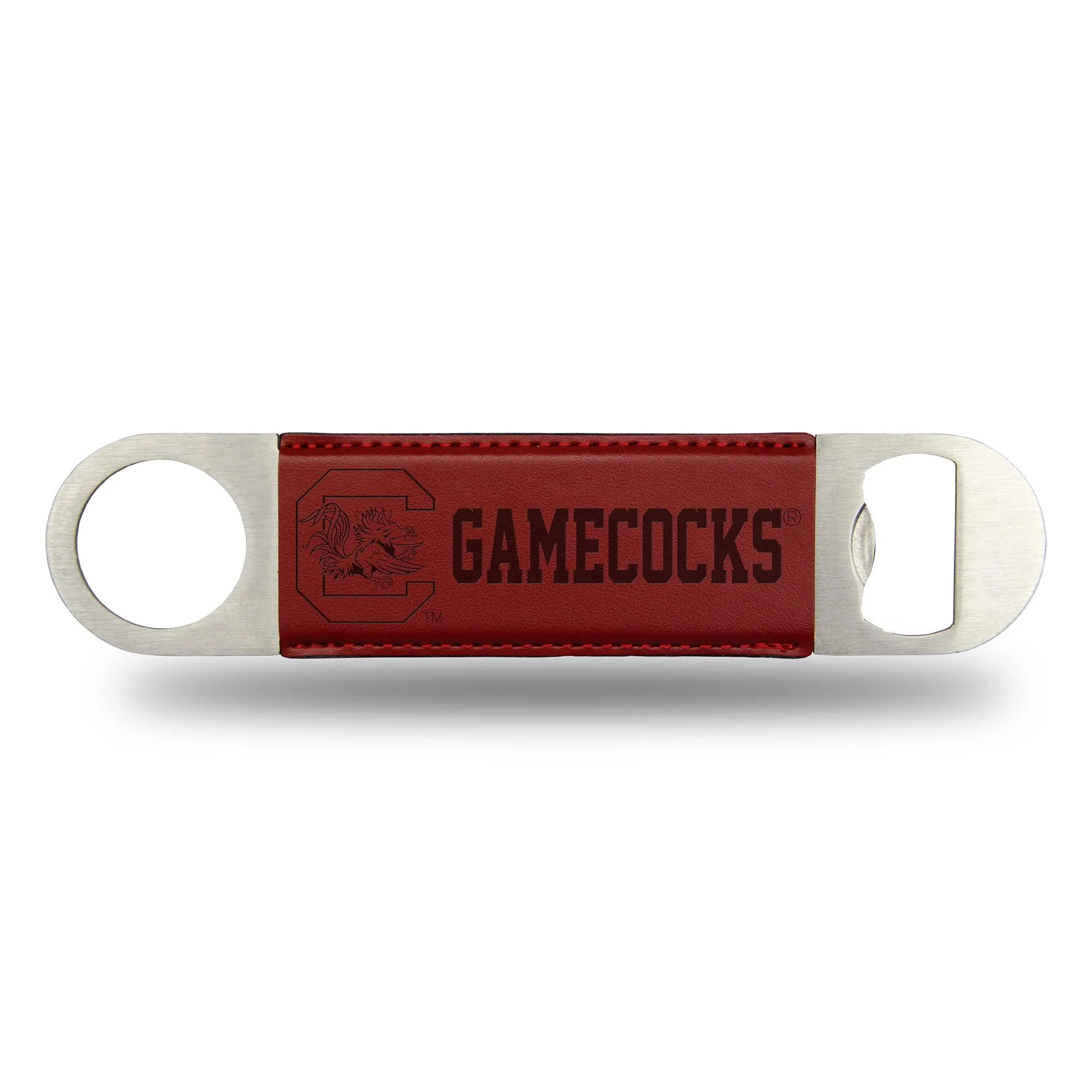 Rico Industries NCAA South Carolina Gamecocks Maroon Laser Engraved Bar Blade Faux Leather Laser Engraved Bar Blade - Great Beverage Accessory for Game Day