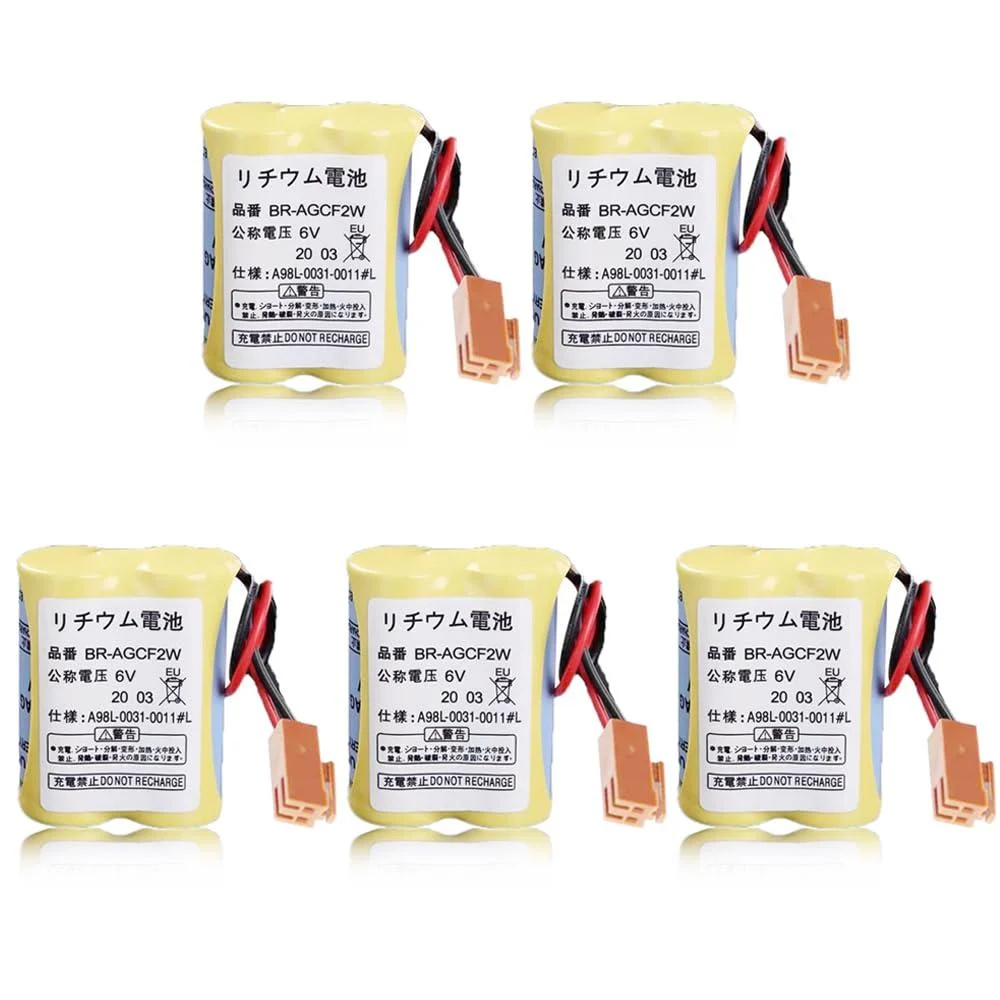 5 Pack 6V 2200mAh BR-AGCF2W Battery Replacement for A98L-0031-0011 Battery with Brown Plug Yellow