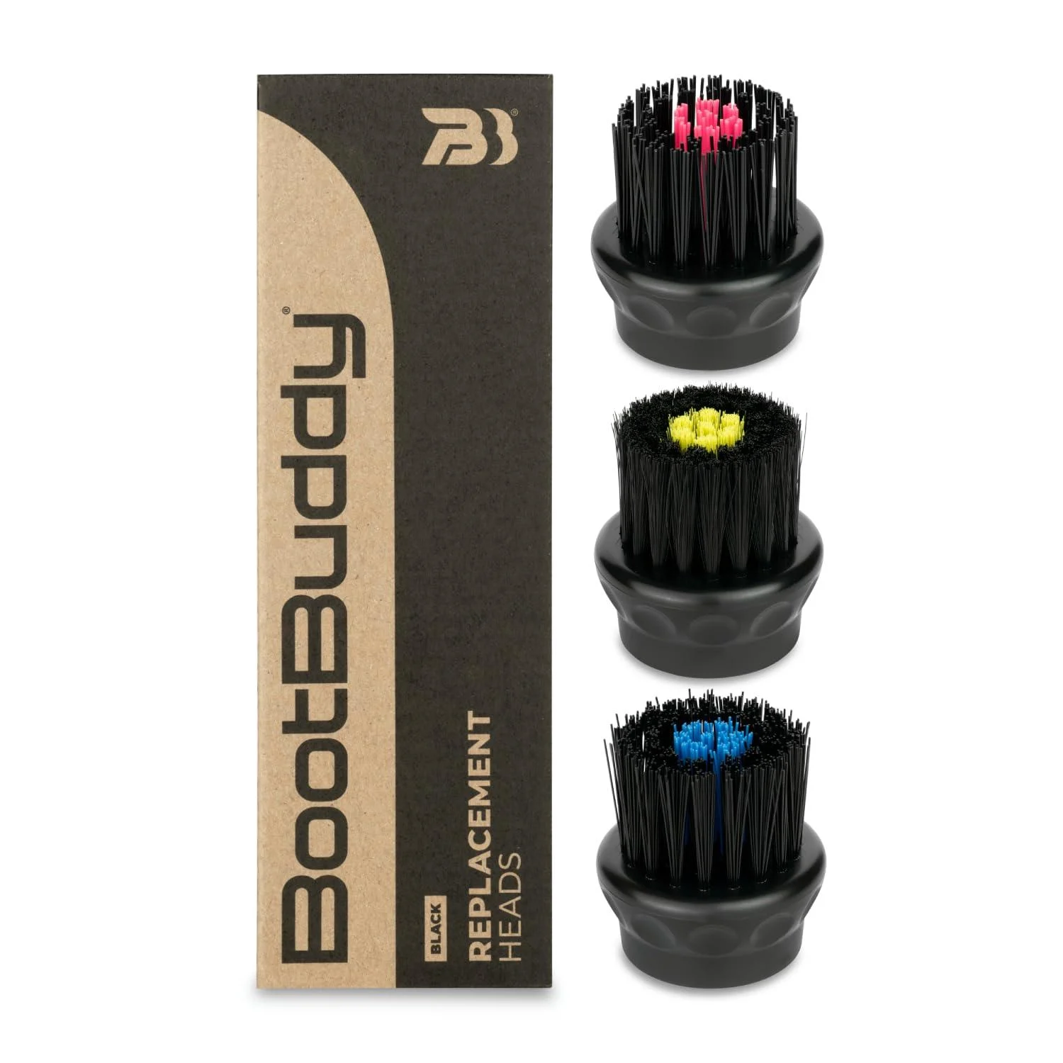 Boot Buddy 3-Pack Replacement Heads - Interchangeable Shoe Brush Set for Shoe Care and Easy Shoe Cleaning Black