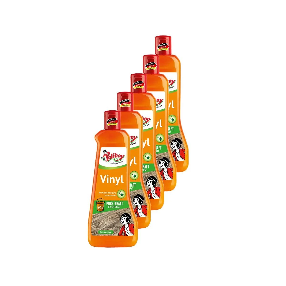 Poliboy - Vinyl & Design Belage Care - For powerful cleaning of plastic floors - floor care - 5x500 ml (2.5 liters) - Made in Germany Vinyl + Design covering 2.5 l (1 Pack)