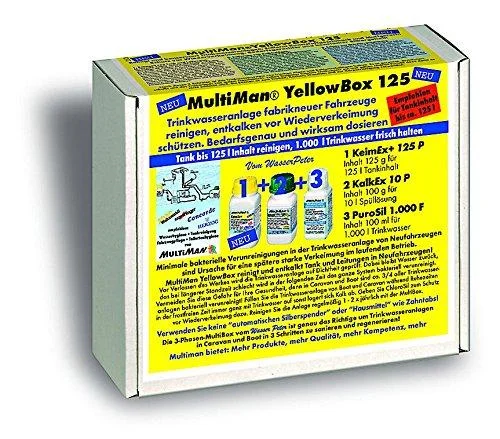 Multiman Yellowbox Water tanning in new vehicles (elimination of plastic taste and protection against germination) tanks from 10-125 l