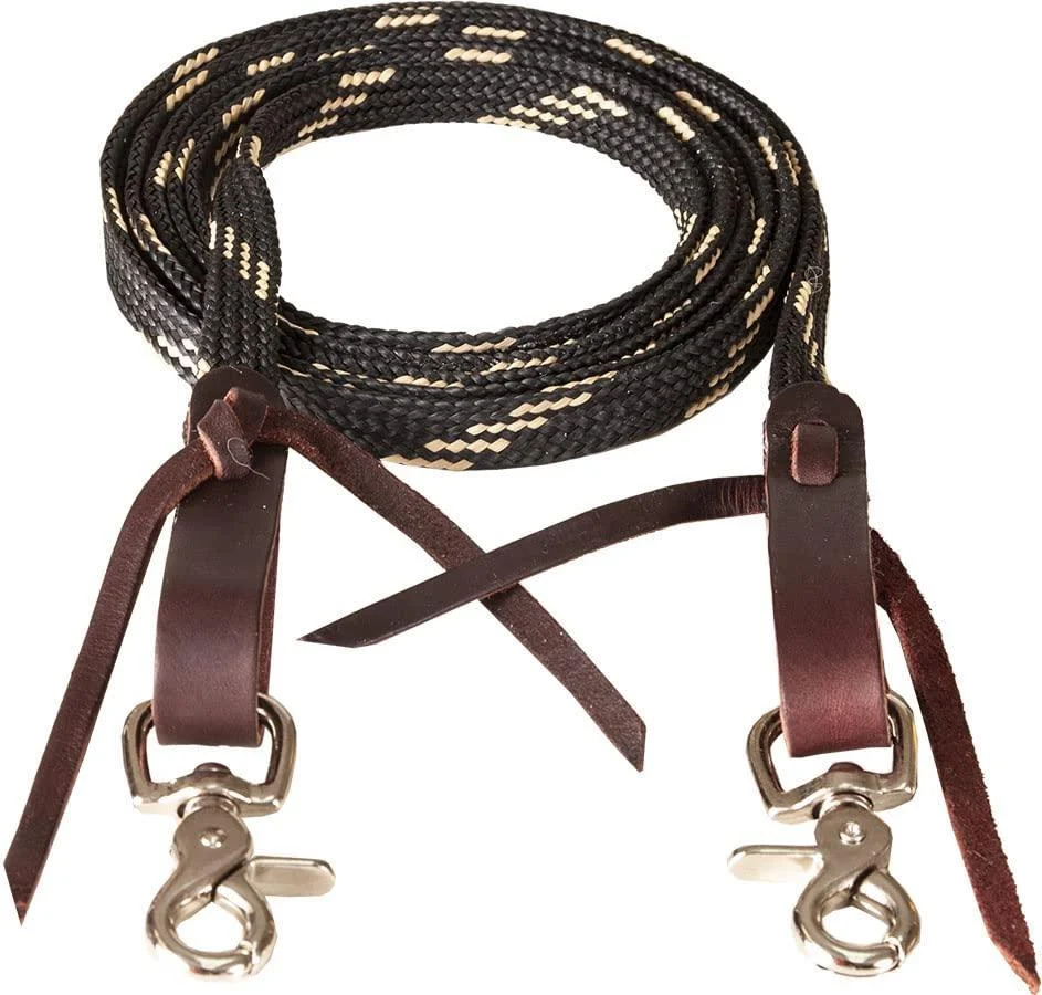 Mustang Manufacturing Company Flat Waxed Roping Rein Black/Tan