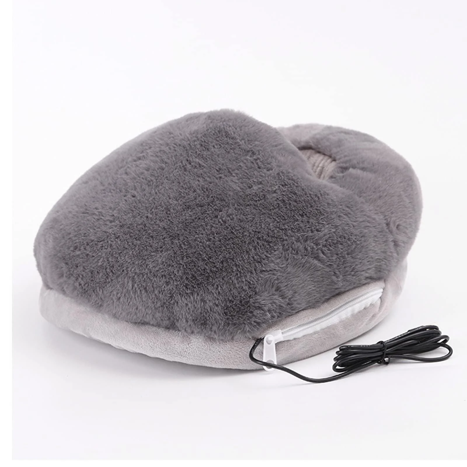 Electric Heating Blanket Electric Heated Foot Warmer Plush Fuzzy Winter Heating Slippers Foot Warmer with USB Heating Pad P (Gray) - ABWYB