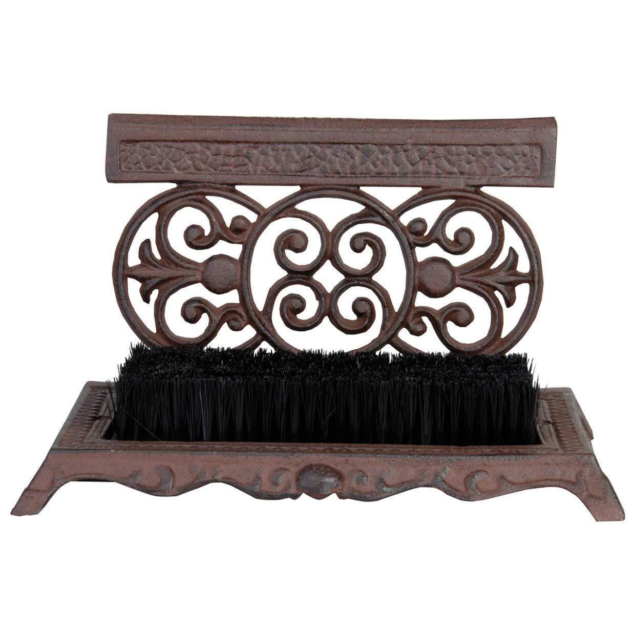 MAISONICA Decorative Cast Iron Shoe Scraper Boot Brush Cleaner Brown