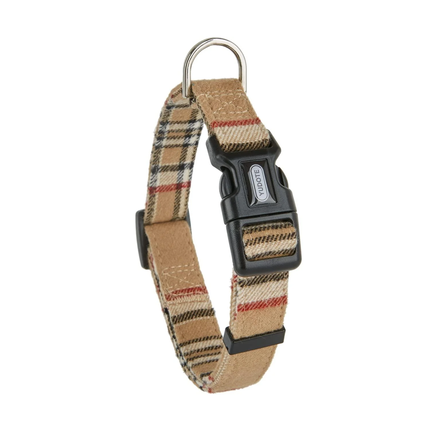 Yudote soft dog collar checked -out checkered collars not lovely for medium dogs with sensitive skin beige m (1 -pack) beige