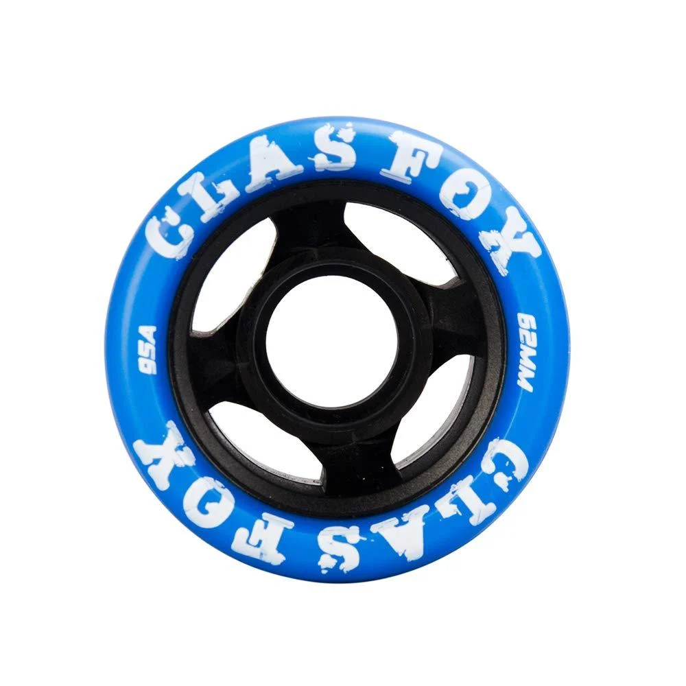 CLAS FOX Replacement Roller Skate Wheels Quad Speed Skate Wheels 8 Pcs Blue PU Black Core
