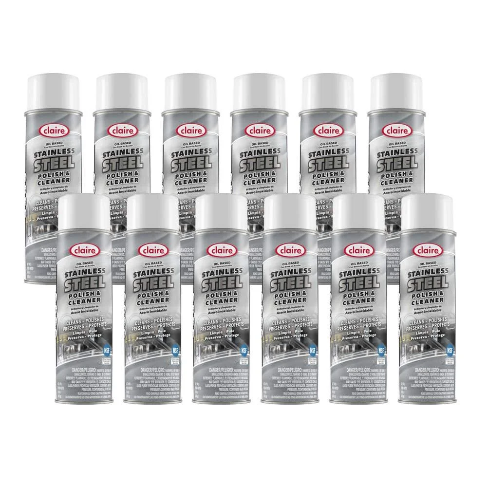 Claire CL841-12pk Oil Based Stainless Steel Polish & Cleaner 15 Oz. Net Wt 12 Count