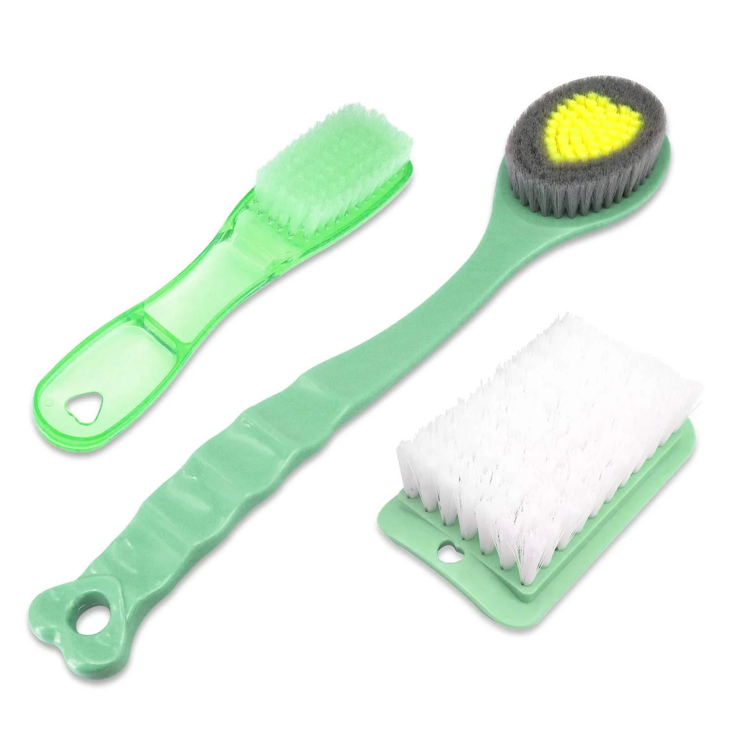 QiCheng&LYS Hand Shower Brush Long Handle Bath Brush Long Handle Shoe Brush Laundry Brush Board Brush (Green and 2PCS)