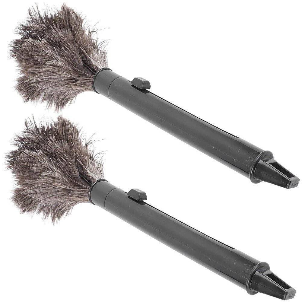 Telescopic Pole Feather Duster 2pcs Household Feather Duster Feathers Duster with Long Handle for Home Dust Cleaning - Luxylei