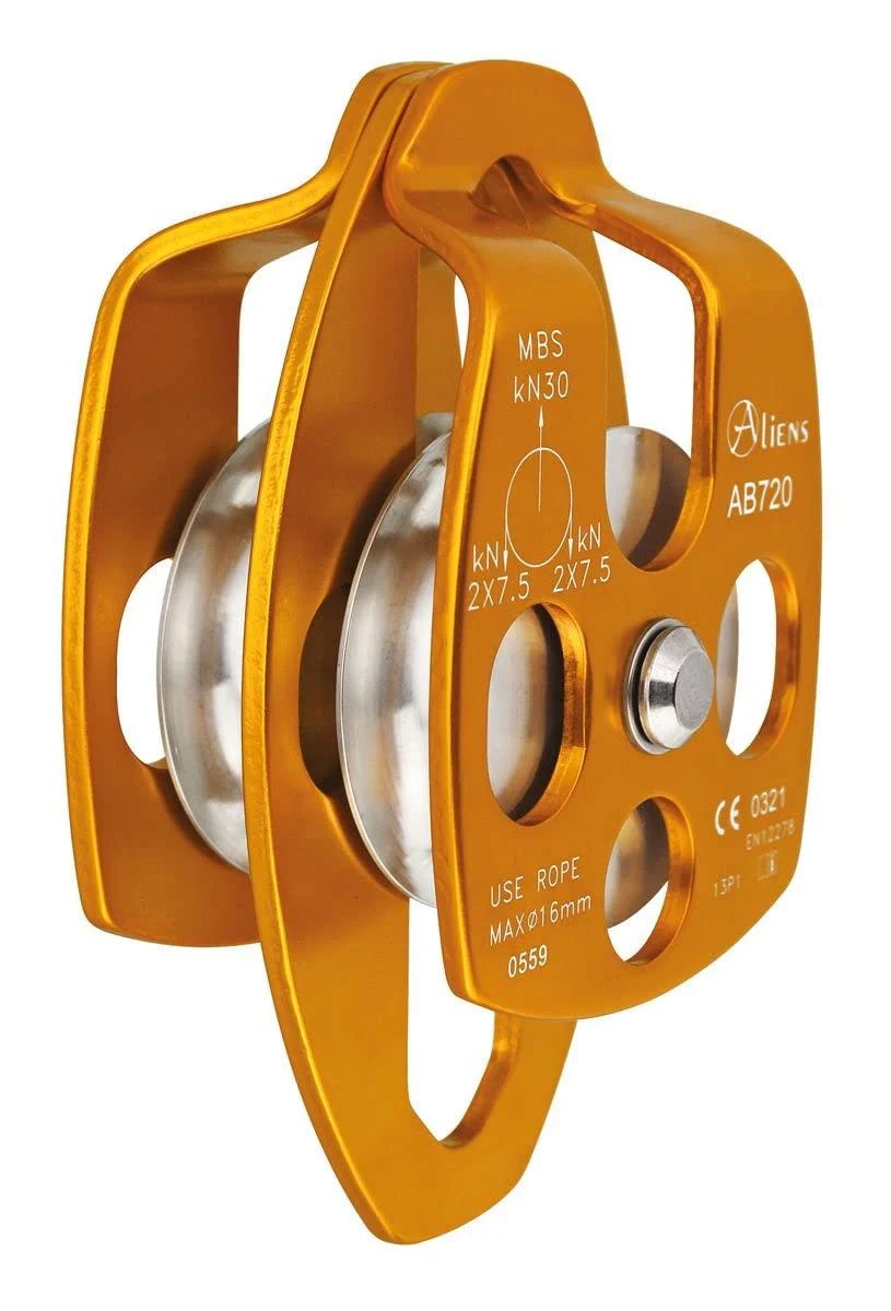 ALIENS - Big Double Pulley Open (deflection pulley) gold