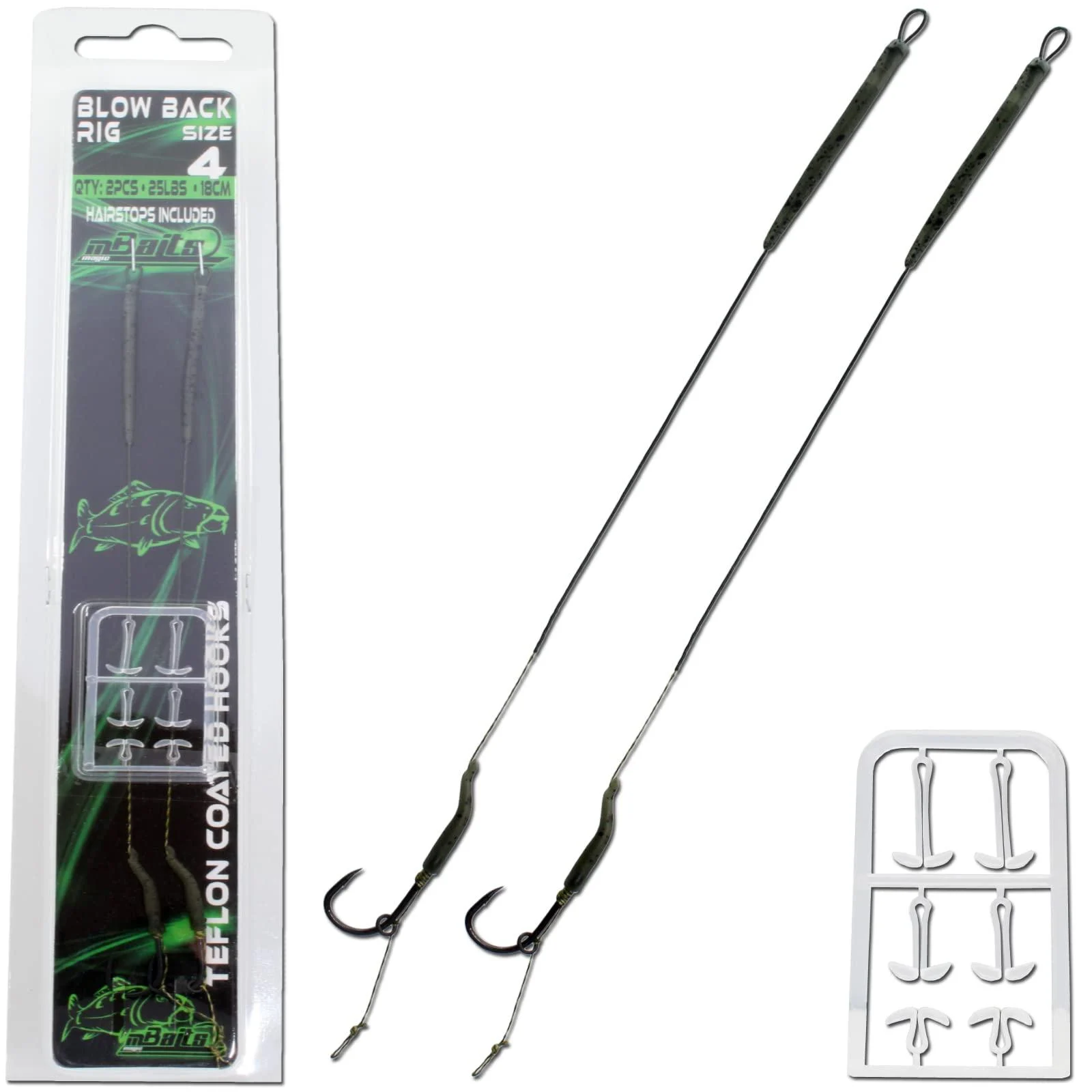 Angel Berger Magic Baits Coated Blow Back Rig Boilie Rig Boilie Leader 2 Pieces Size 4 18cm 25lbs - Angel-Berger