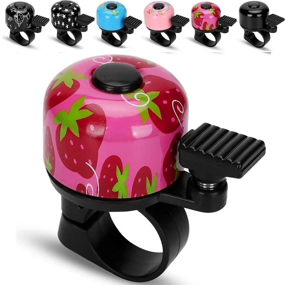 Bicycle bell children - bell bike for children girls boys adult | 120db mini loud bicycle bell for bicycle scooter tricycle wheel - bicycle accessories a strawberry/pink