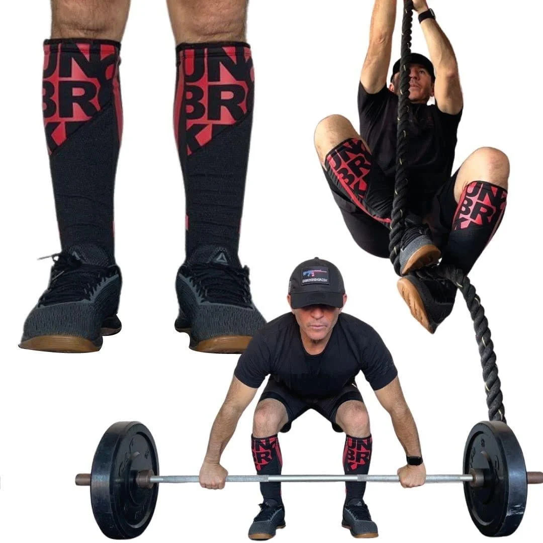 Unisex PRO Calf Compression Sleeves Calf Compression Sleeve for Running Footless Compression Socks 7mm Red L/XL - UBK MADE