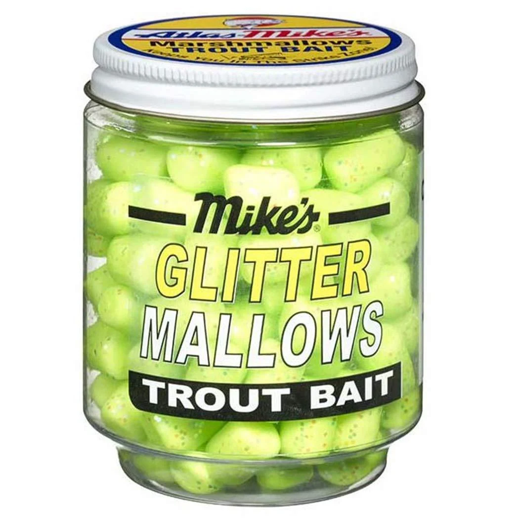Mike's Fishing Bait Mallow Green Glitter Mallows - Atlas Mike's