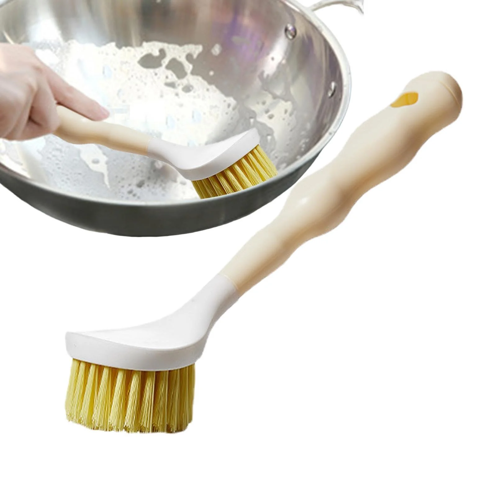 Long Handle Dish Brush - Long Handle Pan Brush Long Handle Pan Sisal Brush Design Strong Decontamination Wear-Resistant for Barbecue Tool Khaki