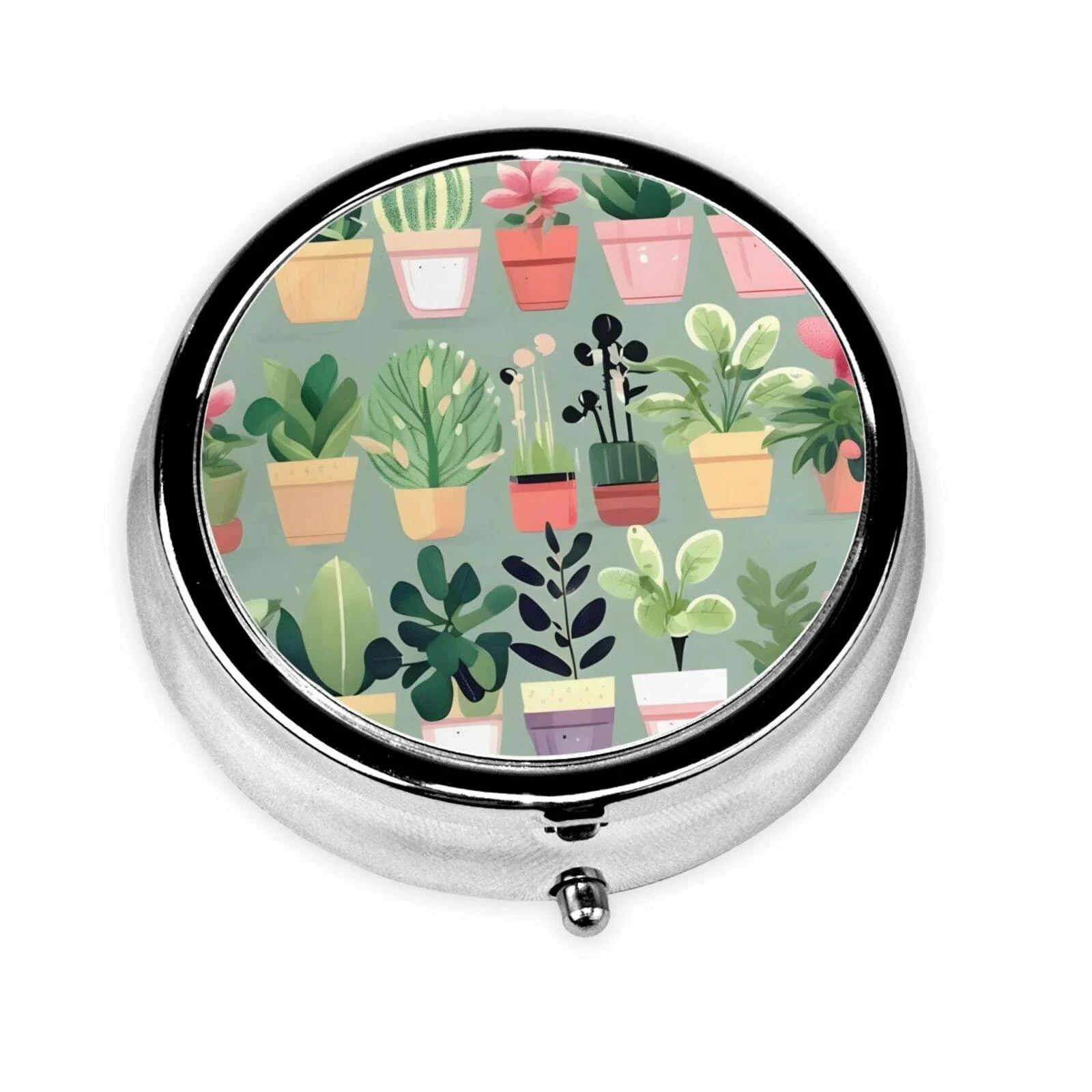 Bonsai Plantround Pill Box 3 Compartment Round Pill Box Organizer #Portable Travel Pill Box for Traveling. - fanruoxian